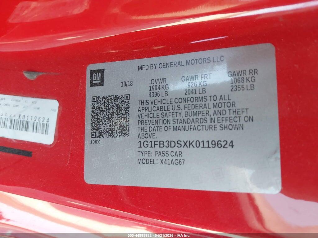 1G1FB3DSXK0119624 2019 CHEVROLET CAMARO photo no. 9