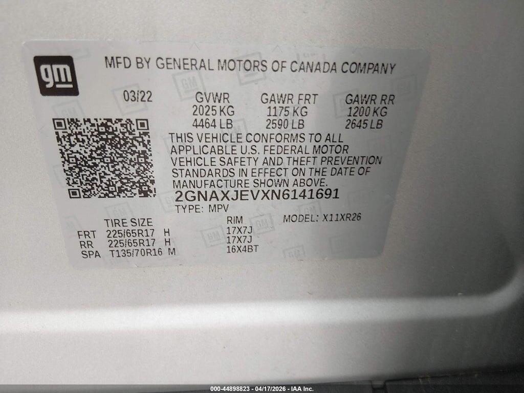 2GNAXJEVXN6141691 2022 CHEVROLET EQUINOX photo no. 9