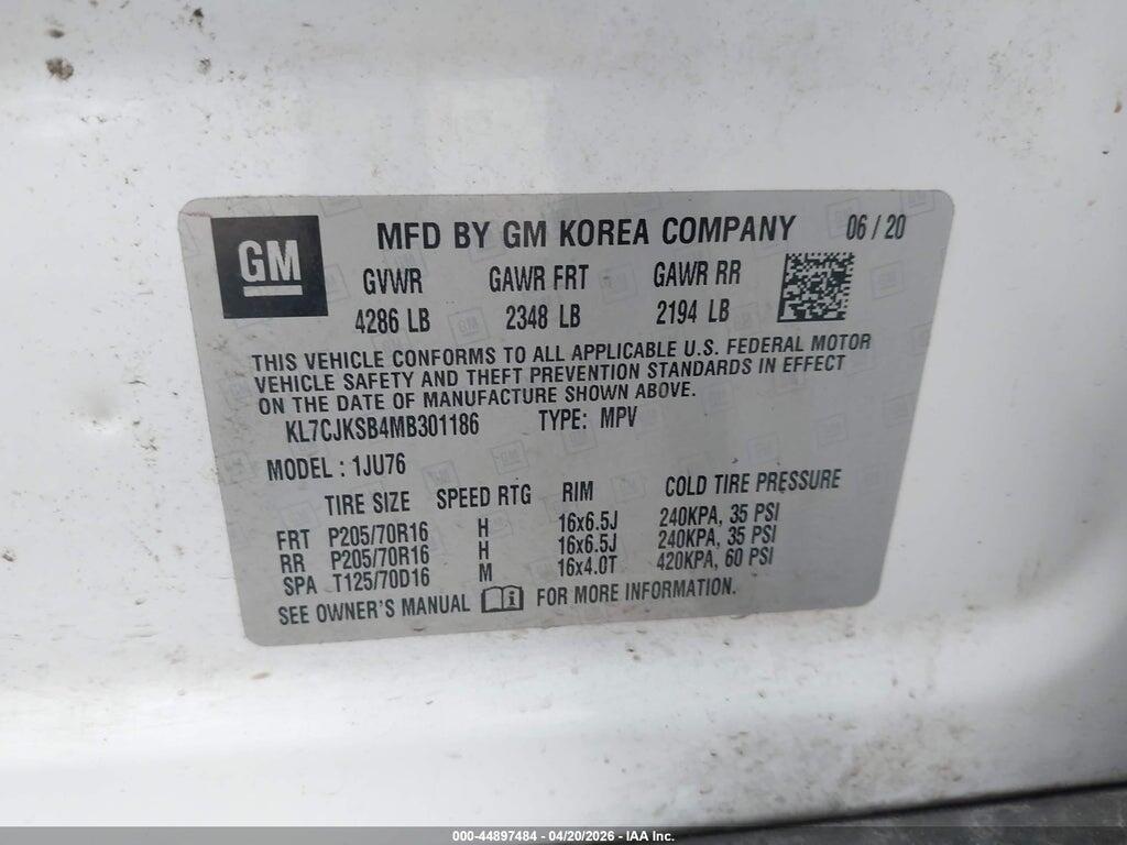 KL7CJKSB4MB301186 2021 CHEVROLET TRAX photo no. 9