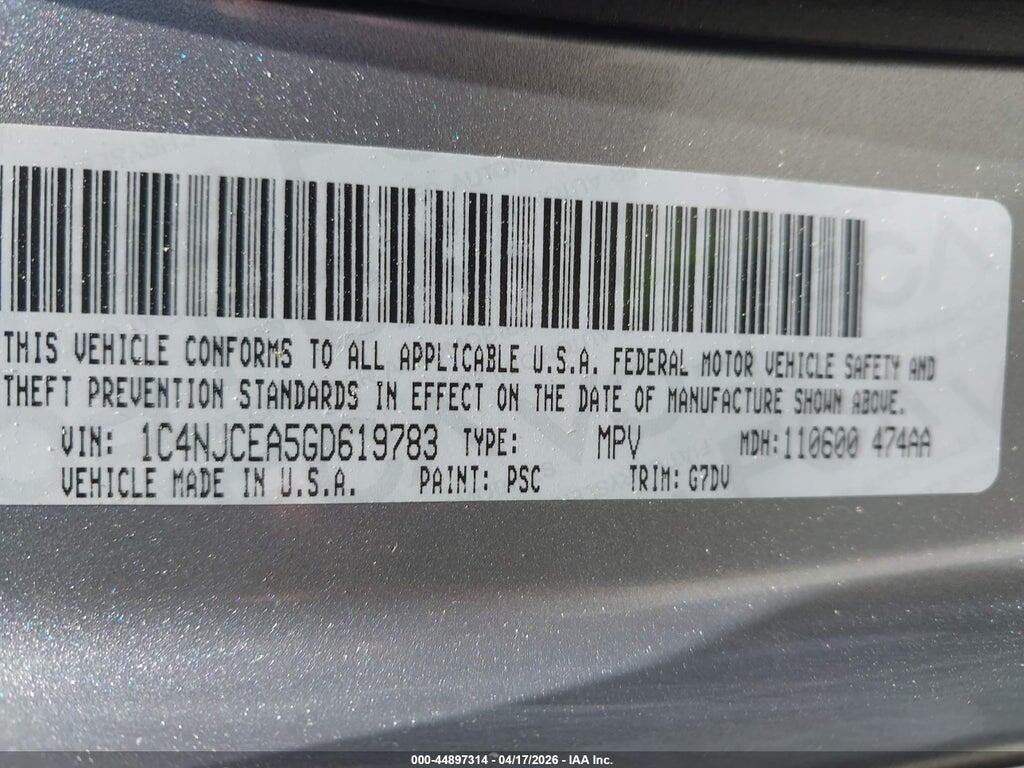 1C4NJCEA5GD619783 2016 JEEP COMPASS photo no. 9