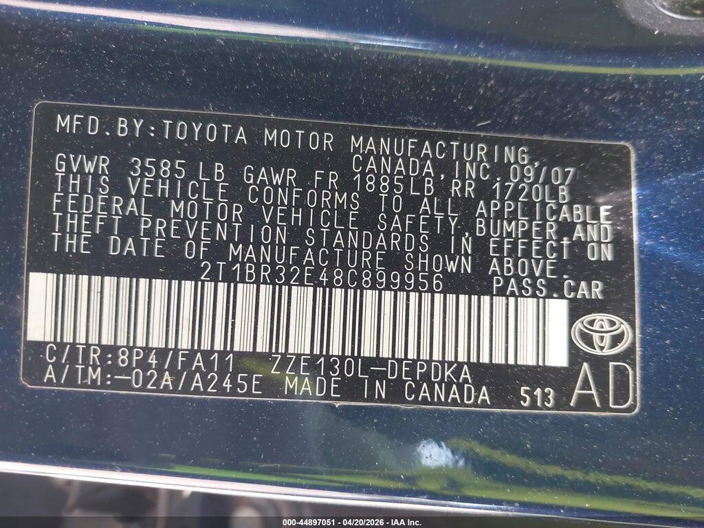 2T1BR32E48C899956 2008 TOYOTA COROLLA photo no. 9