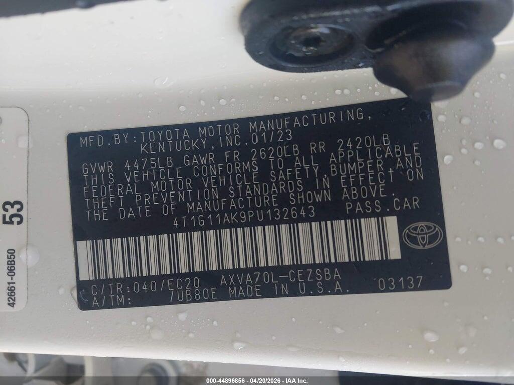 4T1G11AK9PU132643 2023 TOYOTA CAMRY photo no. 9