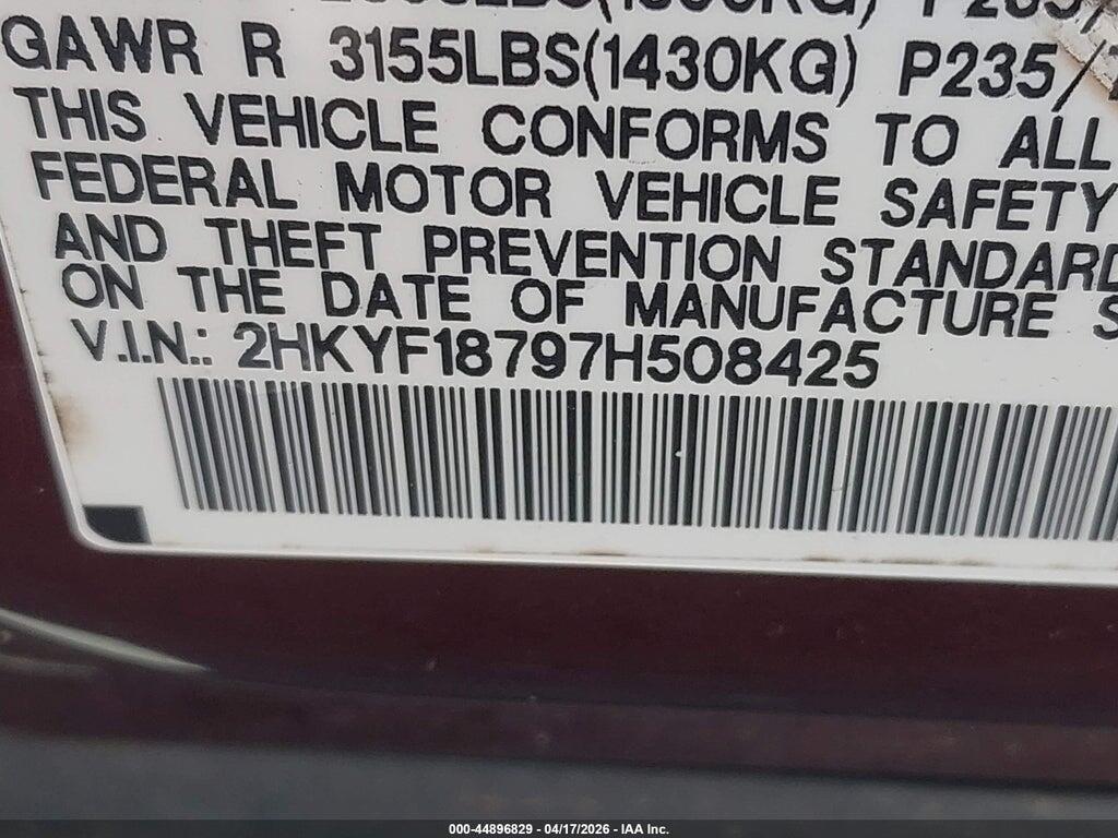 2HKYF18797H508425 2007 HONDA PILOT photo no. 9