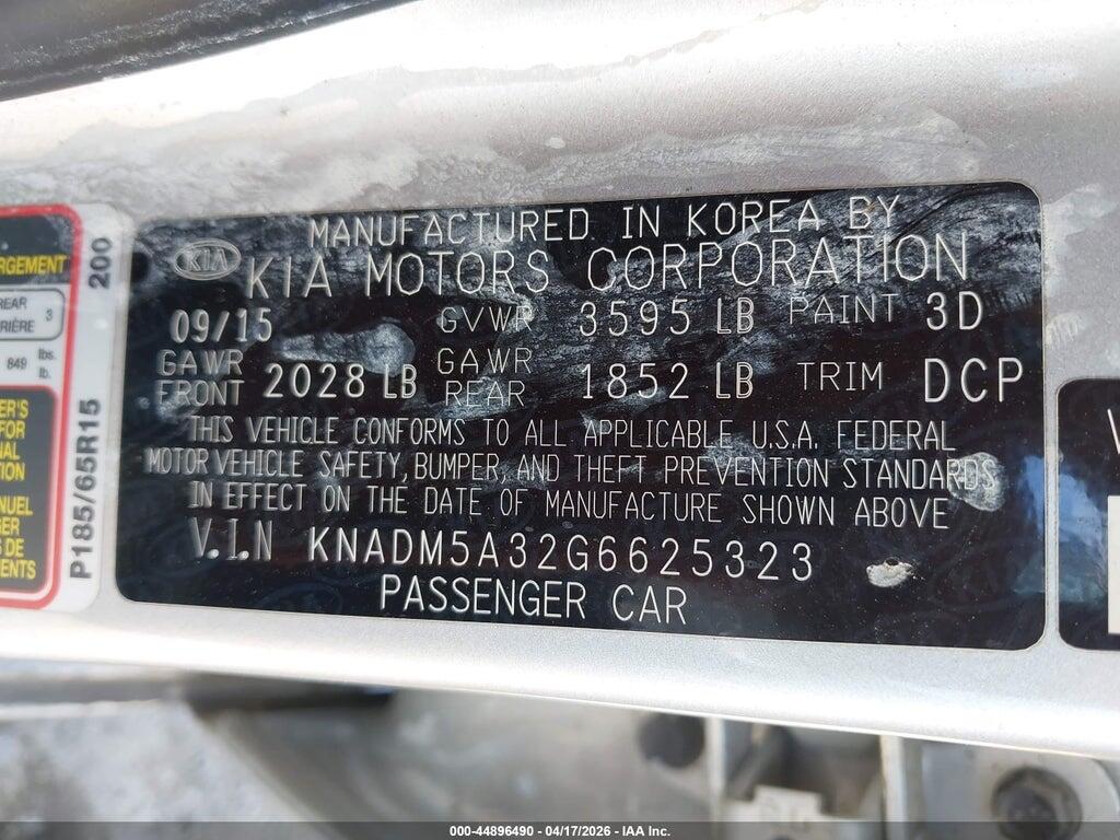 KNADM5A32G6625323 2016 KIA RIO photo no. 9
