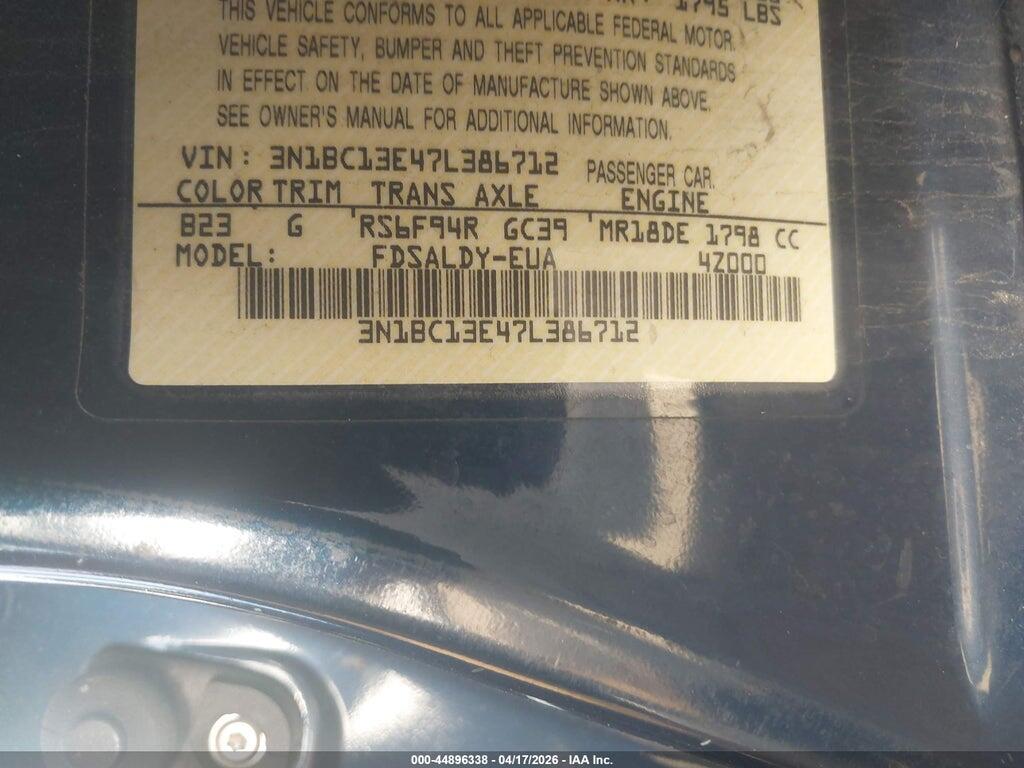 3N1BC13E47L386712 2007 NISSAN VERSA photo no. 9