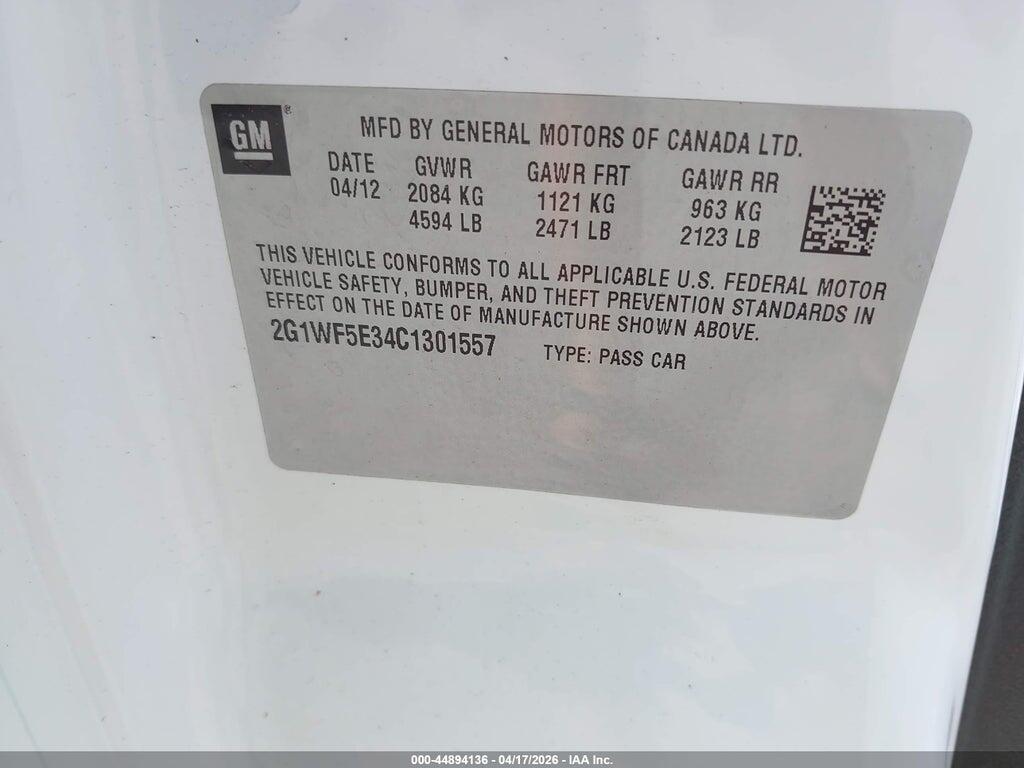 2G1WF5E34C1301557 2012 CHEVROLET IMPALA photo no. 9