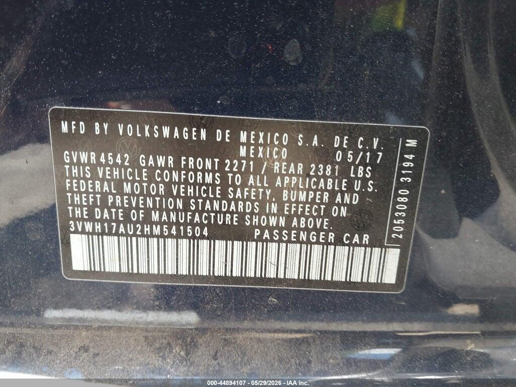 3VWH17AU2HM541504 2017 VOLKSWAGEN GOLF ALLTRACK photo no. 9