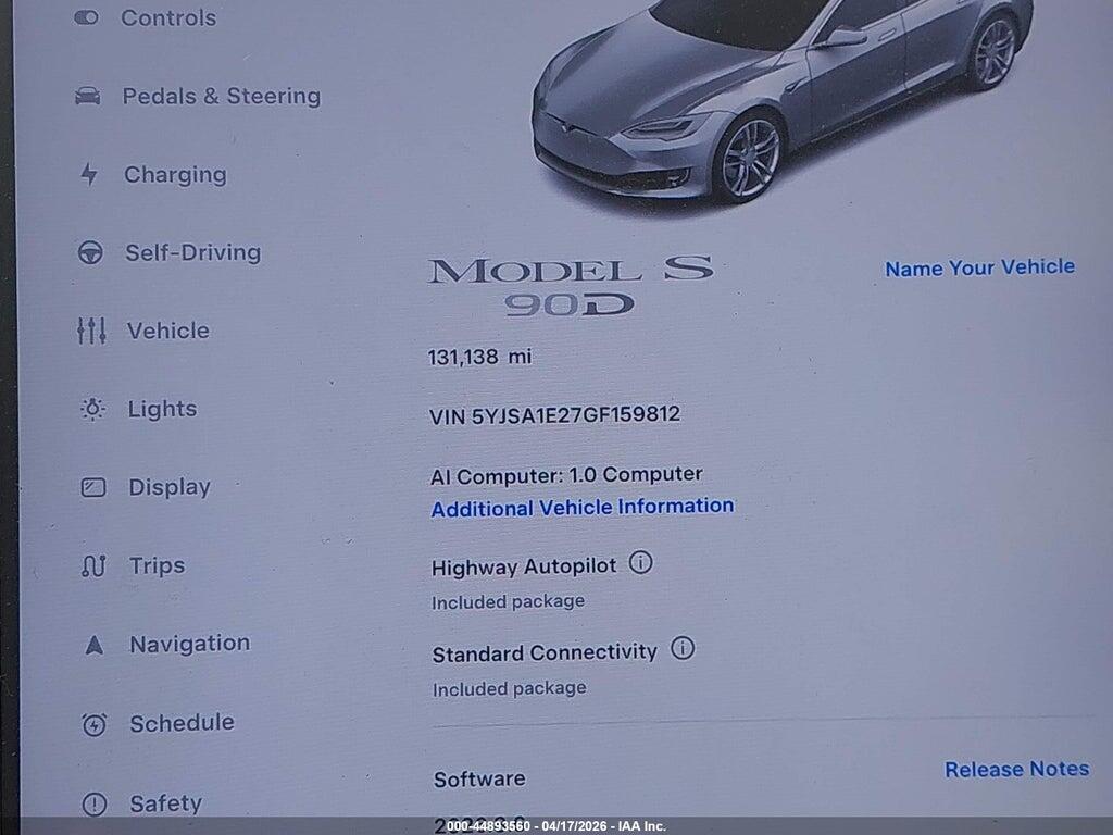 5YJSA1E27GF159812 2016 TESLA MODEL S photo no. 7