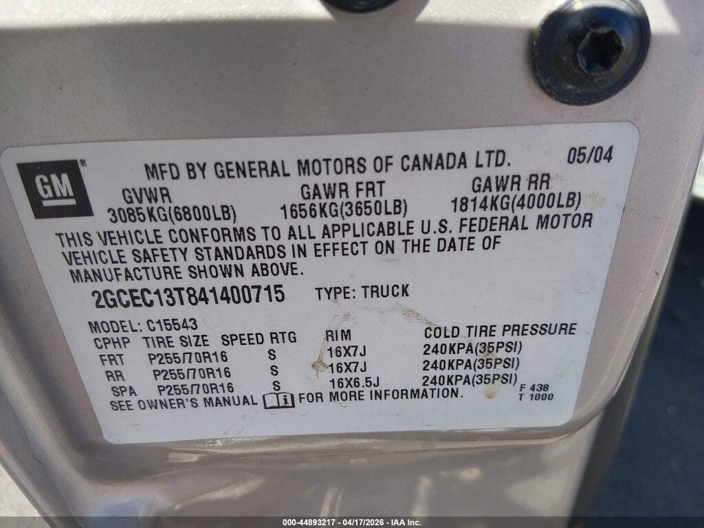 2GCEC13T841400715 2004 CHEVROLET SILVERADO 1500 photo no. 9