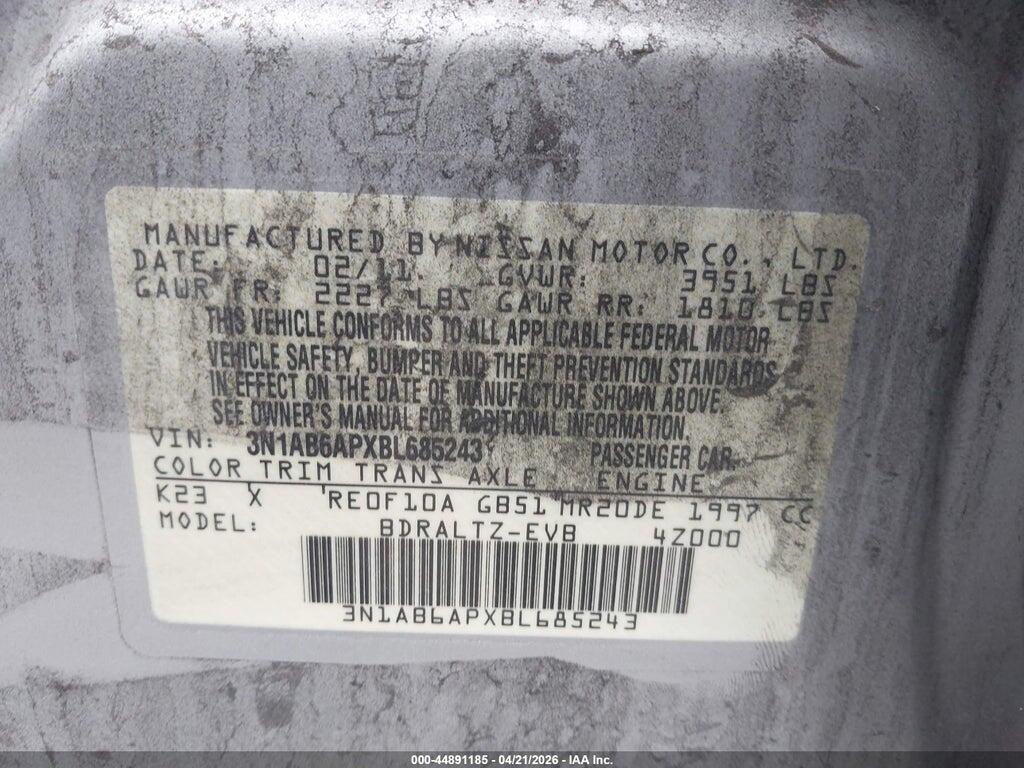 3N1AB6APXBL685243 2011 NISSAN SENTRA photo no. 9
