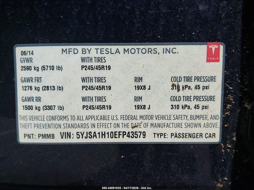 5YJSA1H10EFP43579 2014 TESLA MODEL S photo no. 9