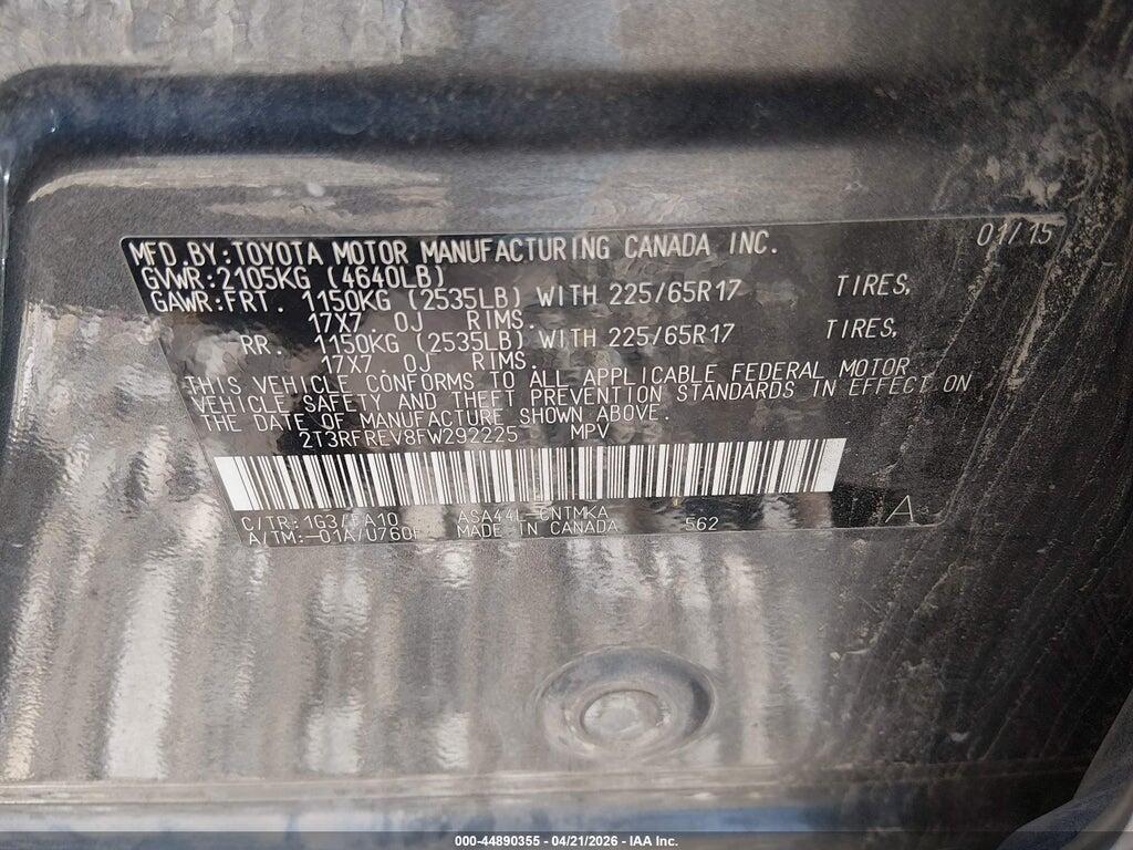 2T3RFREV8FW292225 2015 TOYOTA RAV4 photo no. 9
