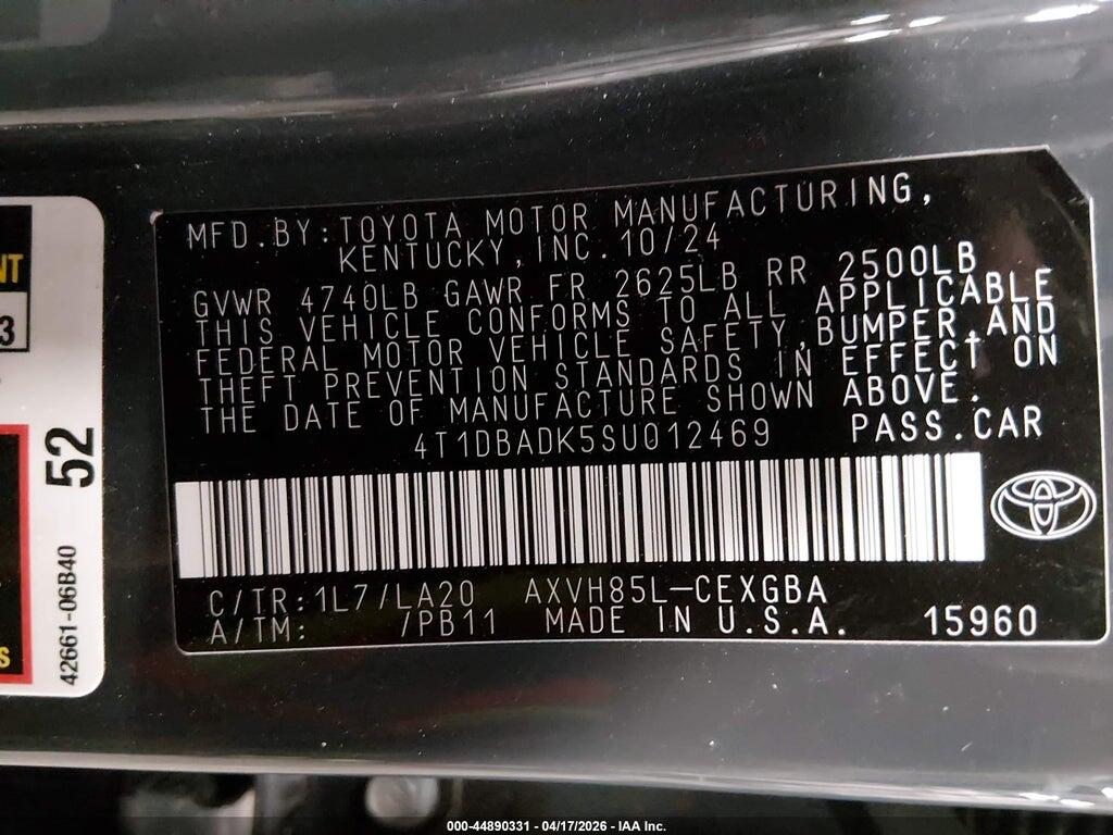 4T1DBADK5SU012469 2025 TOYOTA CAMRY photo no. 9
