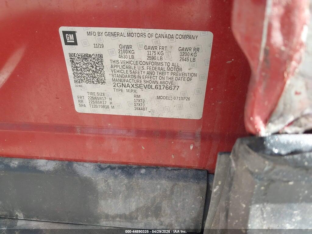 2GNAXSEV0L6176677 2020 CHEVROLET EQUINOX photo no. 9