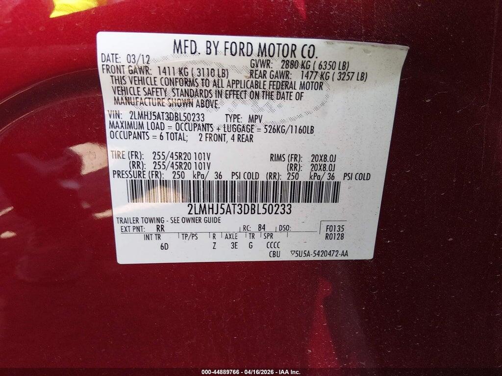 2LMHJ5AT3DBL50233 2013 LINCOLN MKT photo no. 9