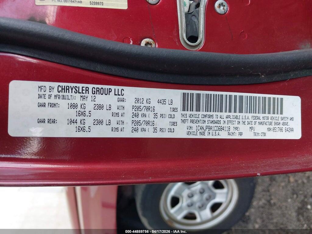 1C4NJPBA1CD684118 2012 JEEP PATRIOT photo no. 9