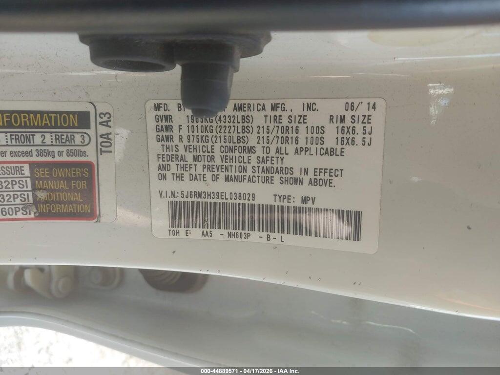 5J6RM3H39EL038029 2014 HONDA CR-V photo no. 9