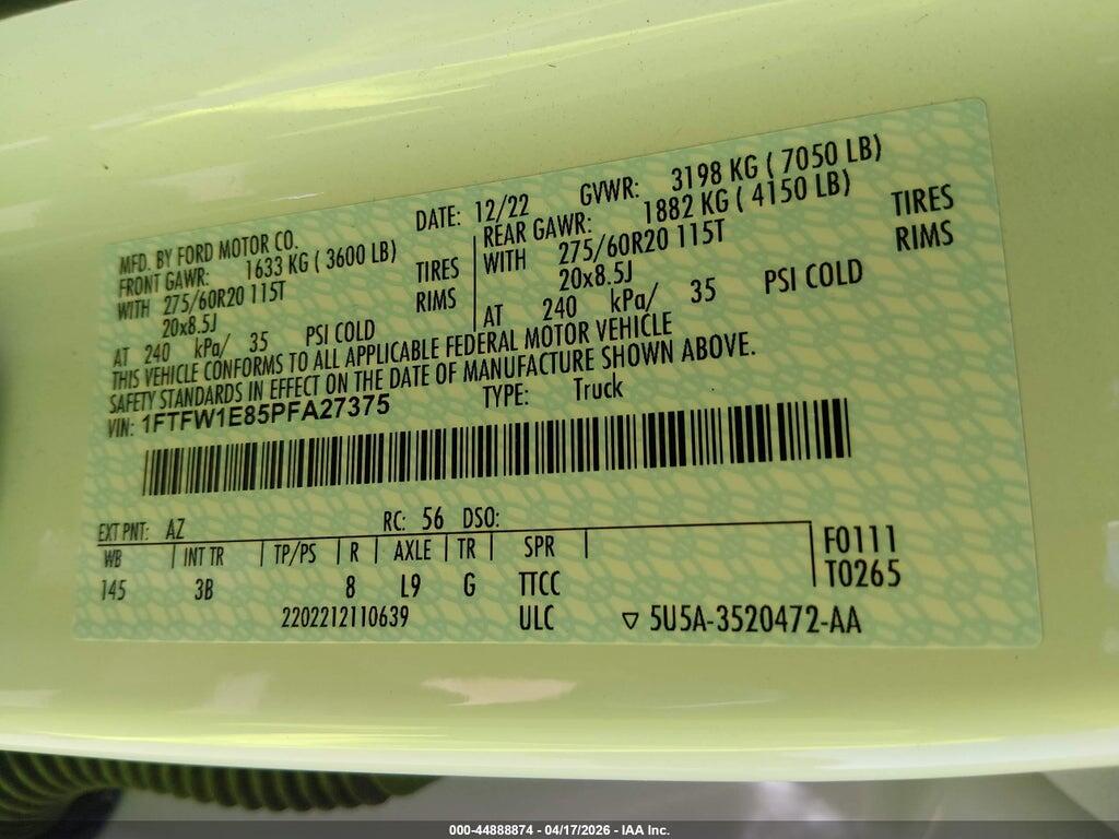 1FTFW1E85PFA27375 2023 FORD F-150 photo no. 9