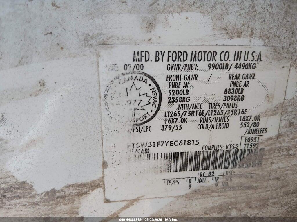 1FTSW31F7YEC61815 2000 FORD F-350 photo no. 9