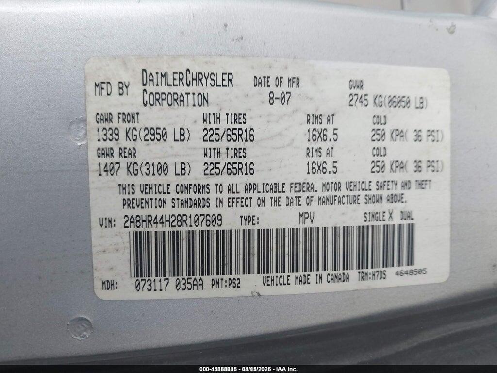 2A8HR44H28R107609 2008 CHRYSLER TOWN & COUNTRY photo no. 9
