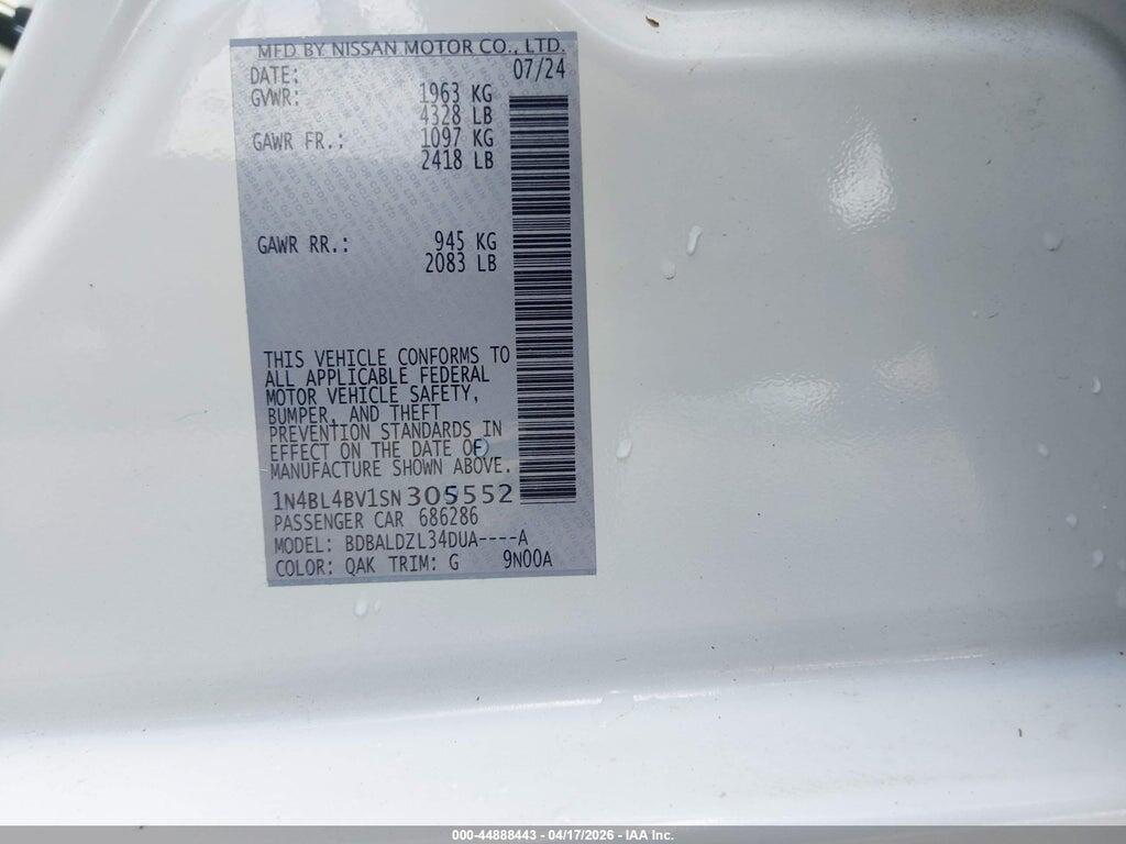 1N4BL4BV1SN305552 2025 NISSAN ALTIMA photo no. 9