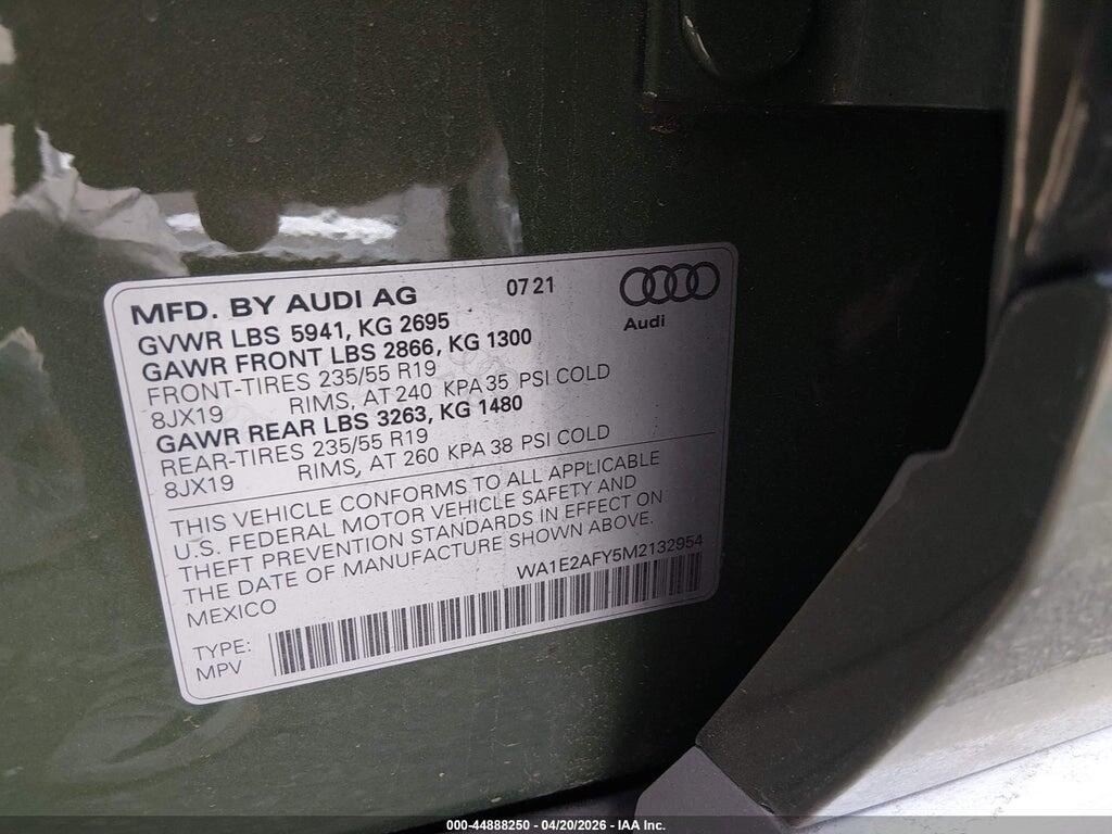WA1E2AFY5M2132954 2021 AUDI Q5 photo no. 9