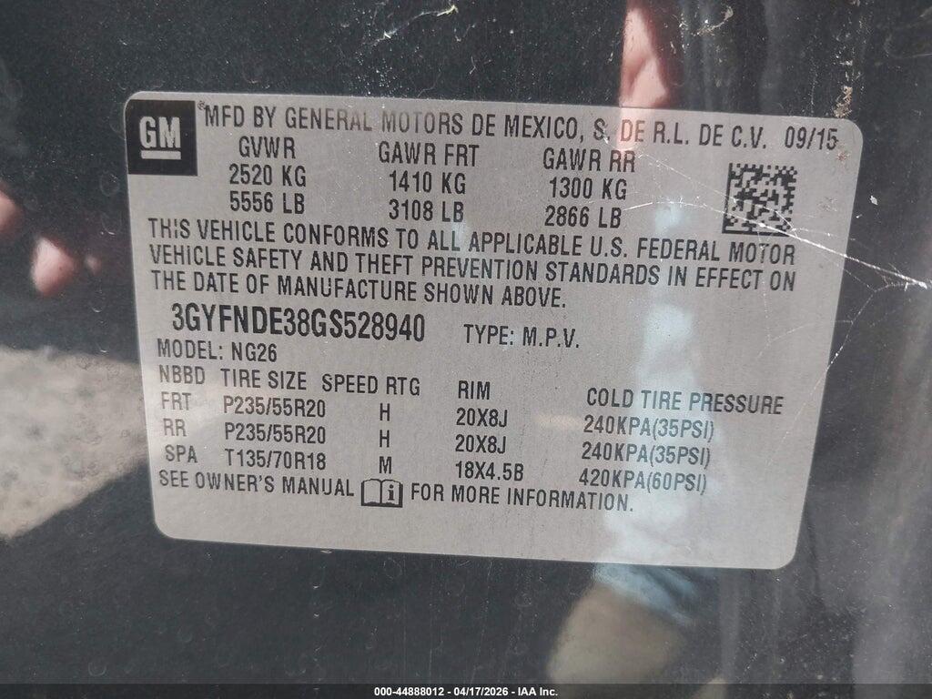 3GYFNDE38GS528940 2016 CADILLAC SRX photo no. 9