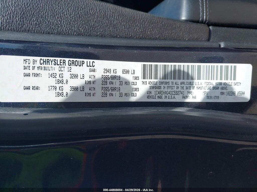 1C4RDHAG4DC592741 2013 DODGE DURANGO photo no. 9