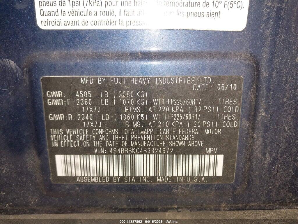 4S4BRBKC4B3324972 2011 SUBARU OUTBACK photo no. 9