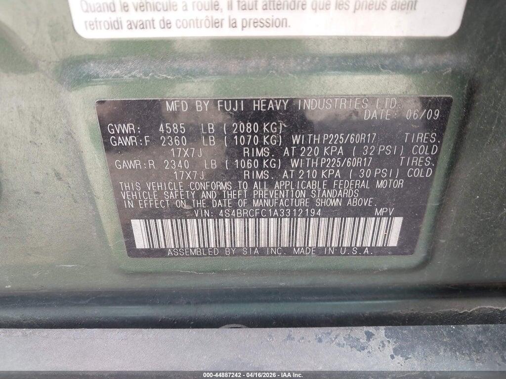4S4BRCFC1A3312194 2010 SUBARU OUTBACK photo no. 9