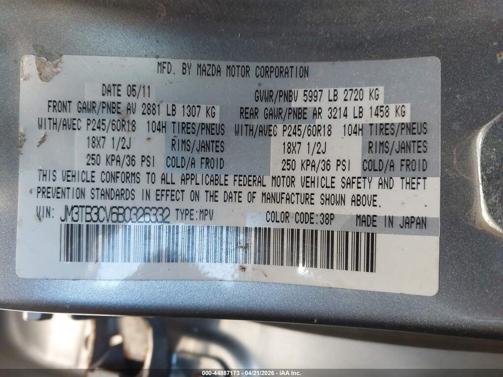 JM3TB3CV6B0326332 2011 MAZDA CX-9 photo no. 9