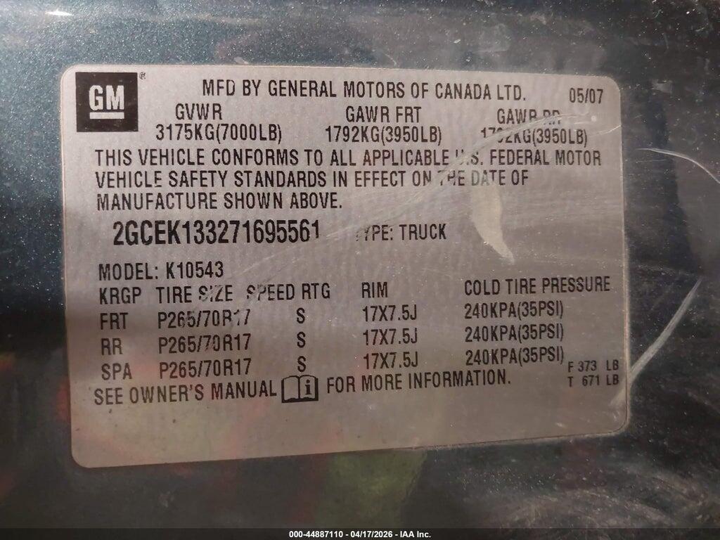 2GCEK133271695561 2007 CHEVROLET SILVERADO 1500 photo no. 9