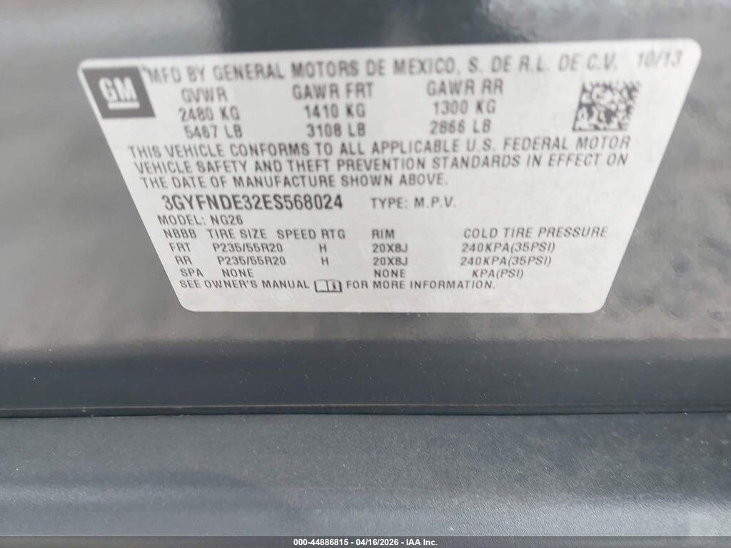 3GYFNDE32ES568024 2014 CADILLAC SRX photo no. 9