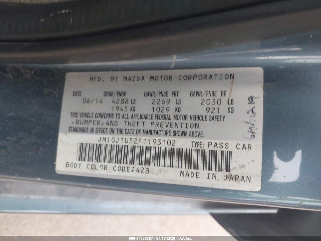 JM1GJ1U52F1193102 2015 MAZDA MAZDA6 photo no. 9