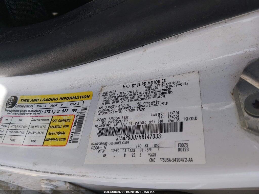 3FA6P0UU7HR147033 2017 FORD FUSION HYBRID photo no. 9