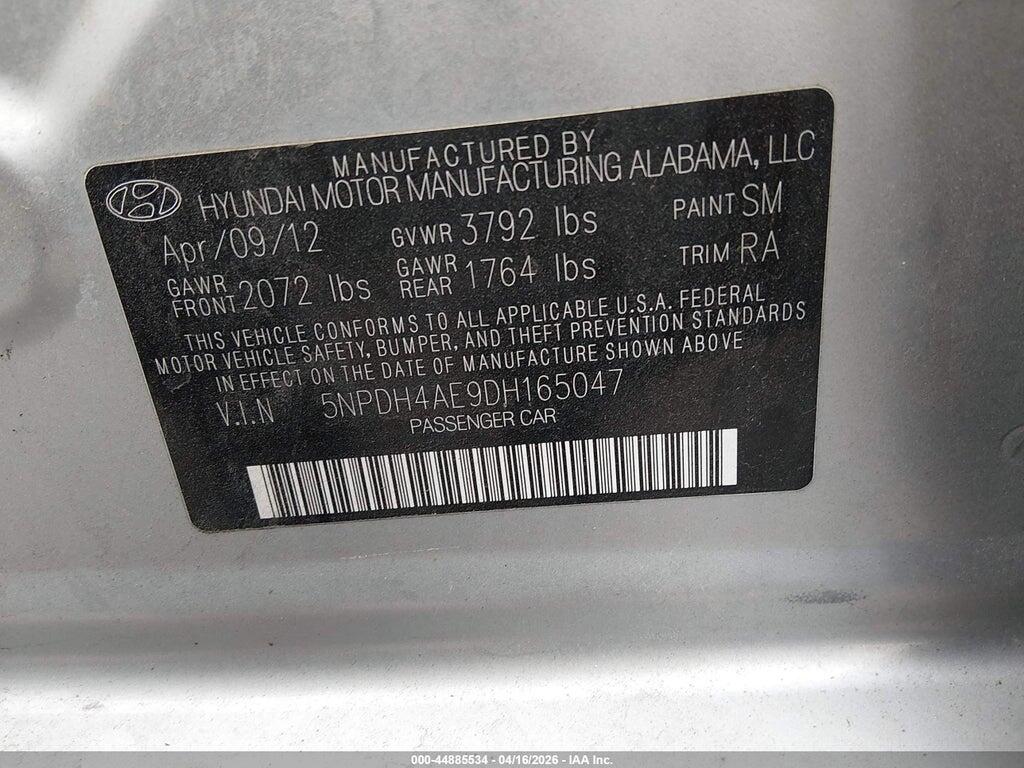 5NPDH4AE9DH165047 2013 HYUNDAI ELANTRA photo no. 9