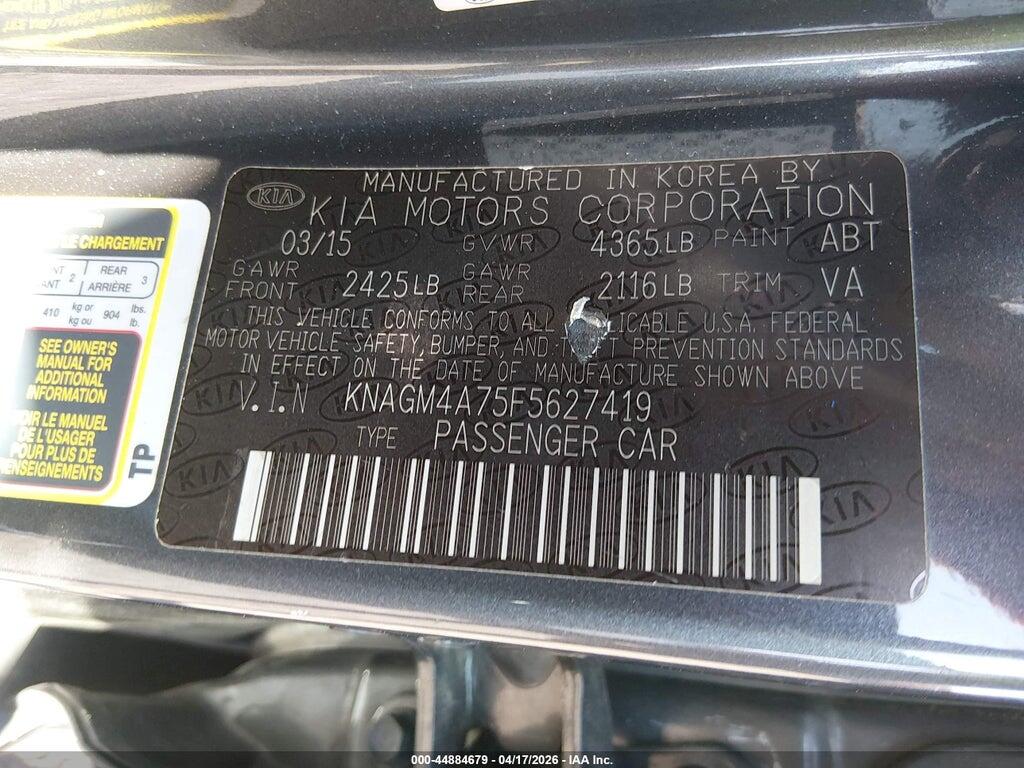 KNAGM4A75F5627419 2015 KIA OPTIMA photo no. 9