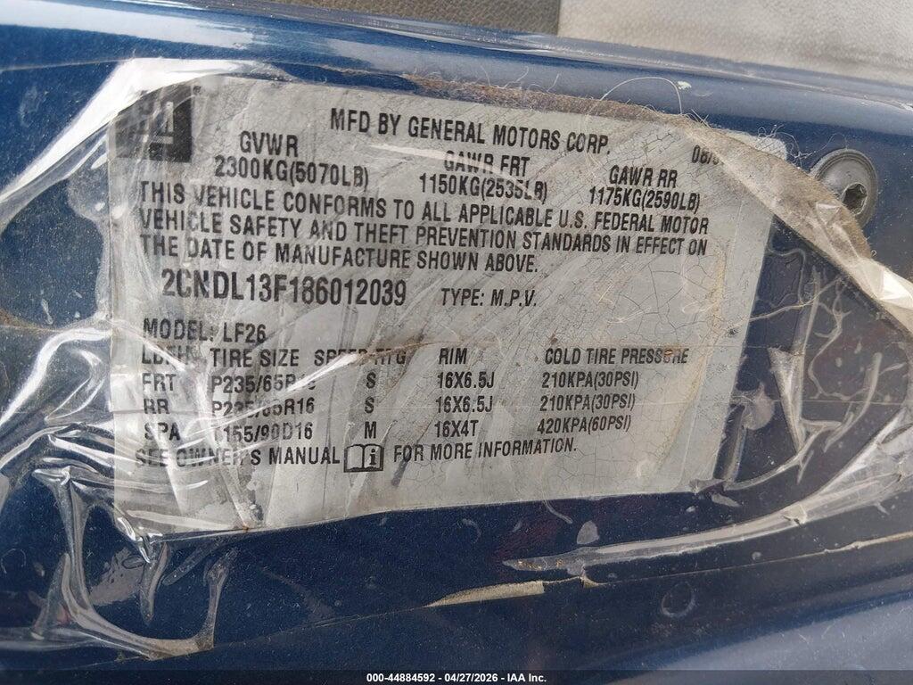 2CNDL13F186012039 2008 CHEVROLET EQUINOX photo no. 9