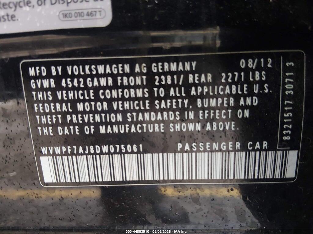 WVWPF7AJ8DW075061 2013 VOLKSWAGEN GOLF R photo no. 9