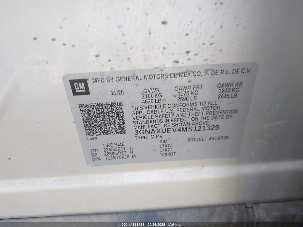 3GNAXUEV4MS121325 2021 CHEVROLET EQUINOX photo no. 9