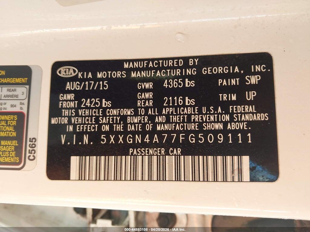 5XXGN4A77FG509111 2015 KIA OPTIMA photo no. 9