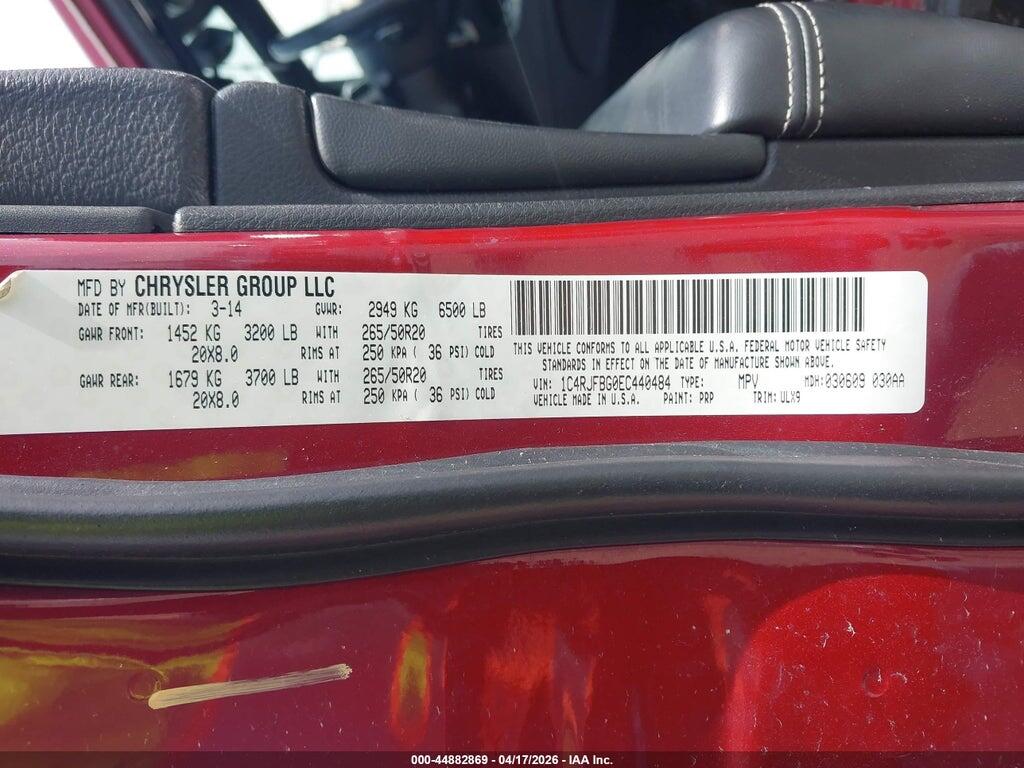 1C4RJFBG0EC440484 2014 JEEP GRAND CHEROKEE photo no. 9