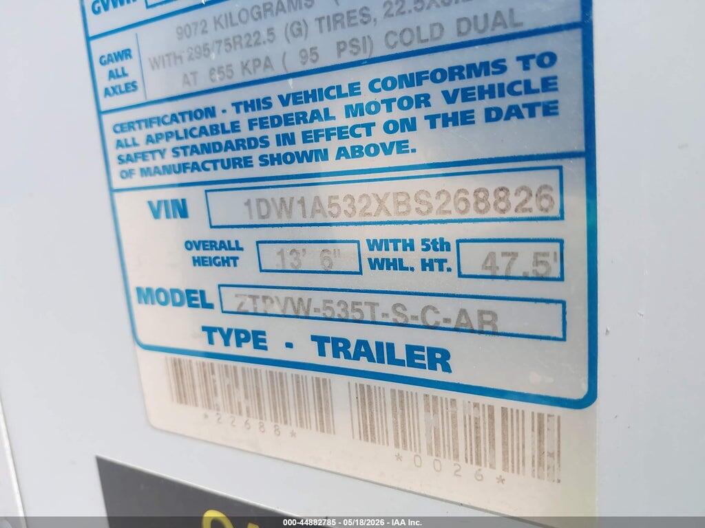 1DW1A532XBS268826 2011 STOUGHTON TRAILERS INC 53' SEMI TRAILER photo no. 9