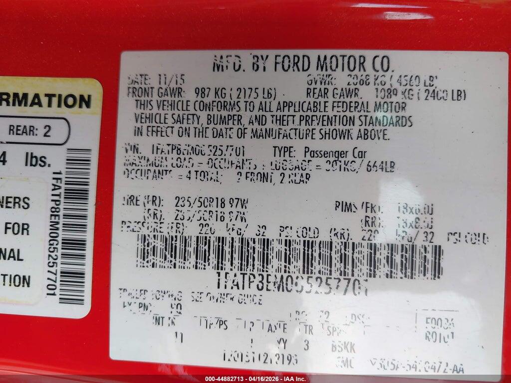 1FATP8EM0G5257701 2016 FORD MUSTANG photo no. 9