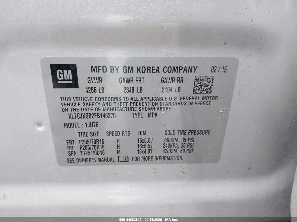 KL7CJKSB2FB146270 2015 CHEVROLET TRAX photo no. 9
