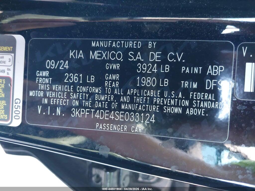 3KPFT4DE4SE033124 2025 KIA K4 photo no. 9