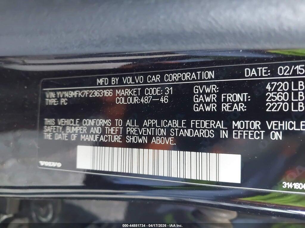 YV149MFK7F2363166 2015 VOLVO S60 photo no. 9