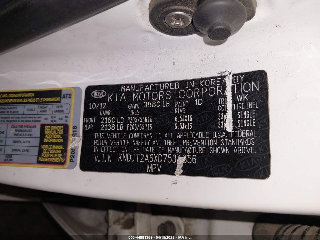 KNDJT2A6XD7534856 2013 KIA SOUL photo no. 9