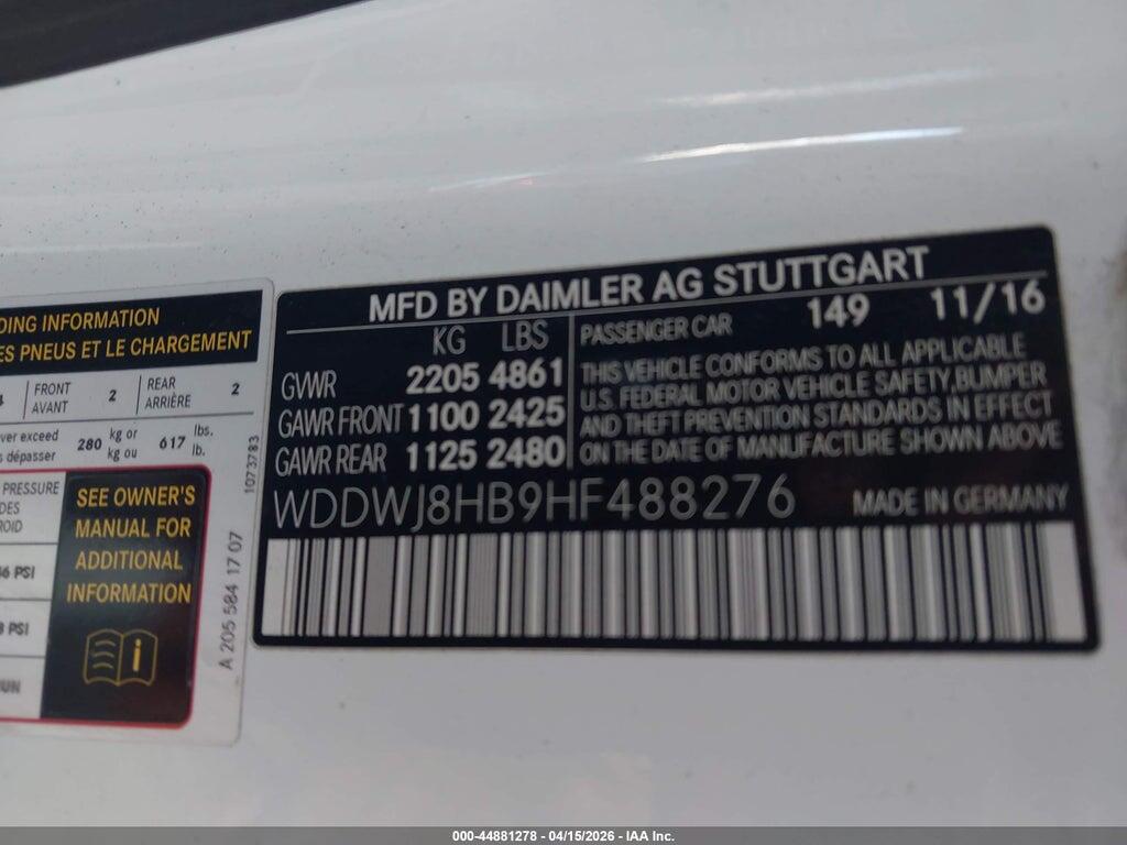 WDDWJ8HB9HF488276 2017 MERCEDES-BENZ AMG C 63 photo no. 9