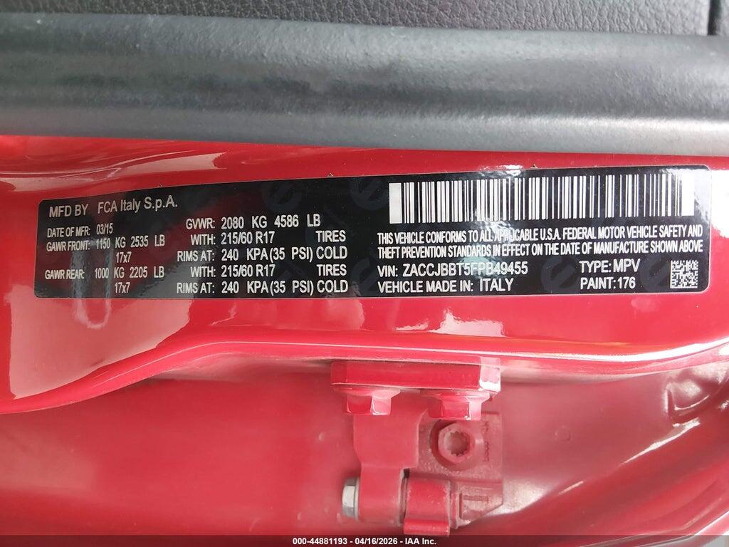 ZACCJBBT5FPB49455 2015 JEEP RENEGADE photo no. 9